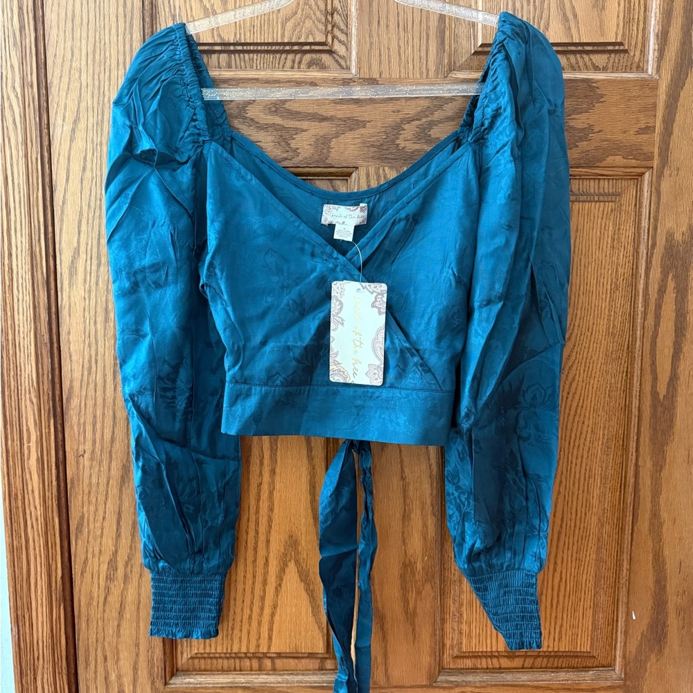Chic Teal Long Sleeve Blouse